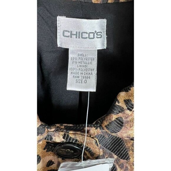 Chico's 0 Jacket 3/4 Sleeve Animal Jacquard Nonie Chocolate NWT - Picture 8 of 11